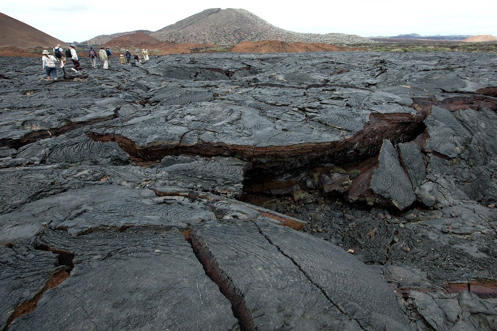 From the lava fields above Sullivan Bay you can look across to the iconic Pinnacke Rock on Bartolomé