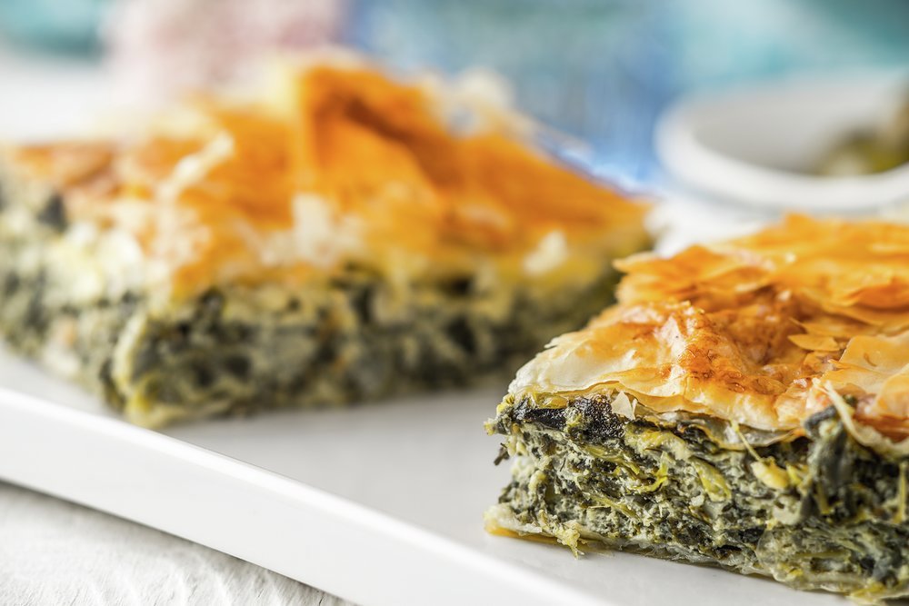 Indulge in the local cuisine and experience the delightful aroma and flavour of the well known Greek snack Spanakopita