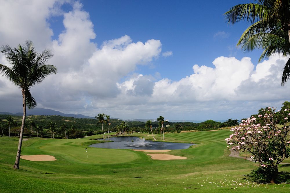 Featuring seashore paspalum grass, white silica sand bunkers and challenging water hazards