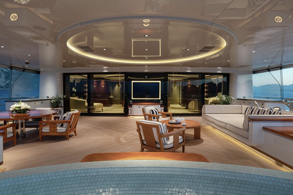 ALBATROSS - Looking forward from the owner's private jacuzzi on the upper deck aft