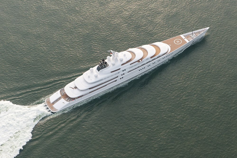 AZZAM, the world's longest private yacht at the time of writing, is 180m (590.6ft)