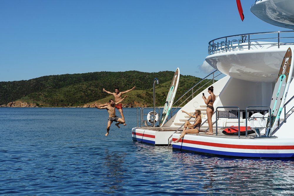 With its fold-out bathing steps, getting into and out of the water is easy
