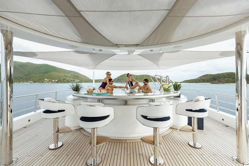 The sun deck, with its jacuzzi, wet bar and shower, is a great family space