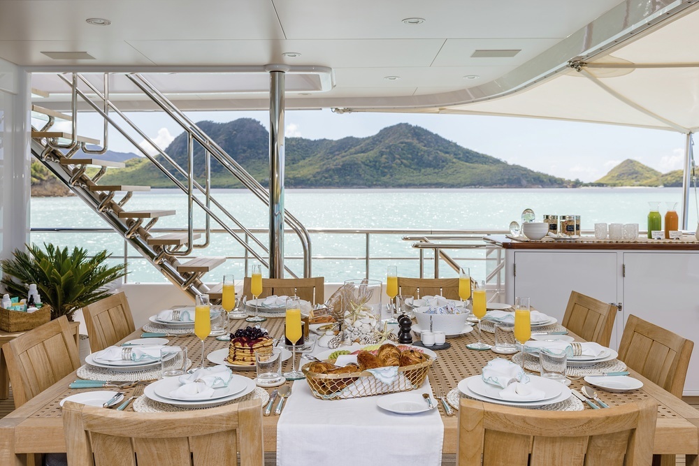 Eating together is one of the joys of chartering - especially when Chef David is in the galley!