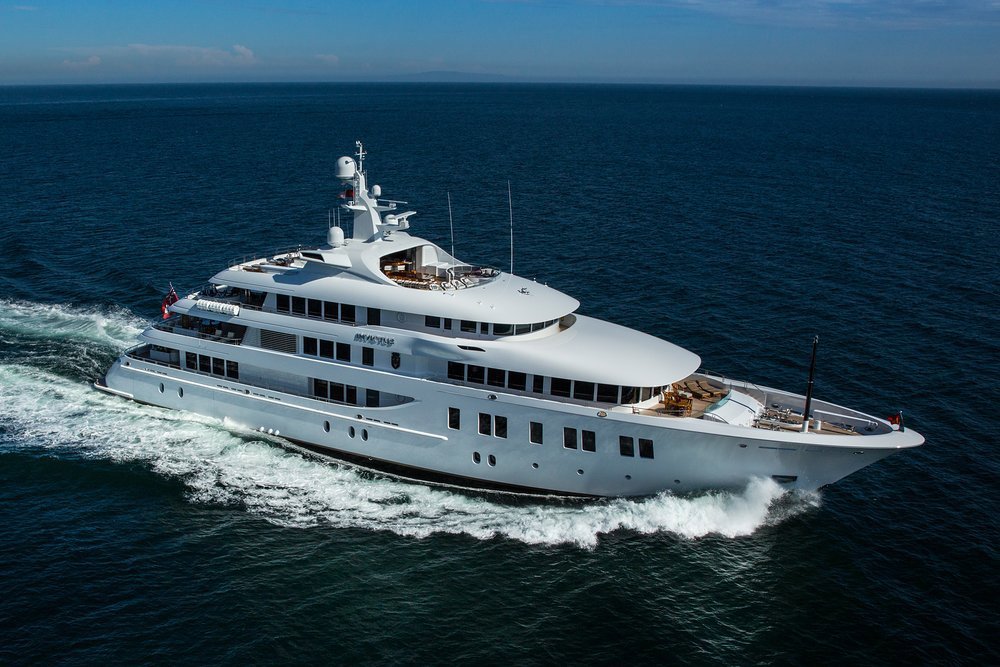 INVICTUS has huge volume, 1,943GT, for a 66m (216.5ft) yacht