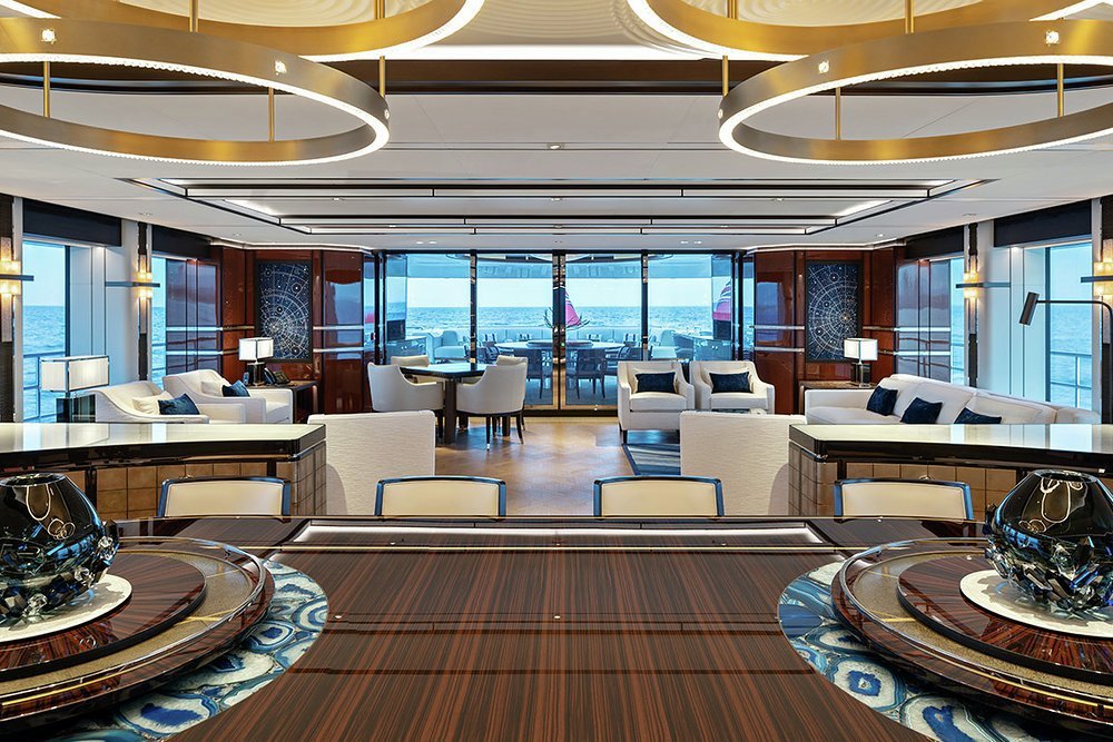 LUSINE - Looking aft in the lunar-themed main saloon