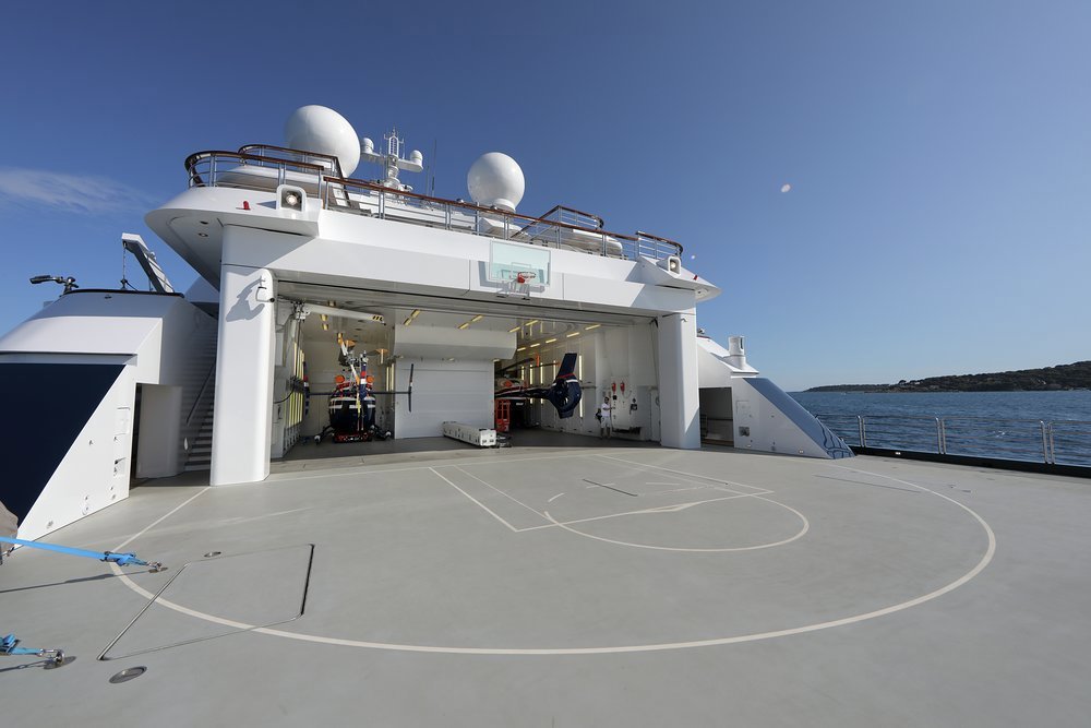 Some large yachts even have hangars for their helicopters 