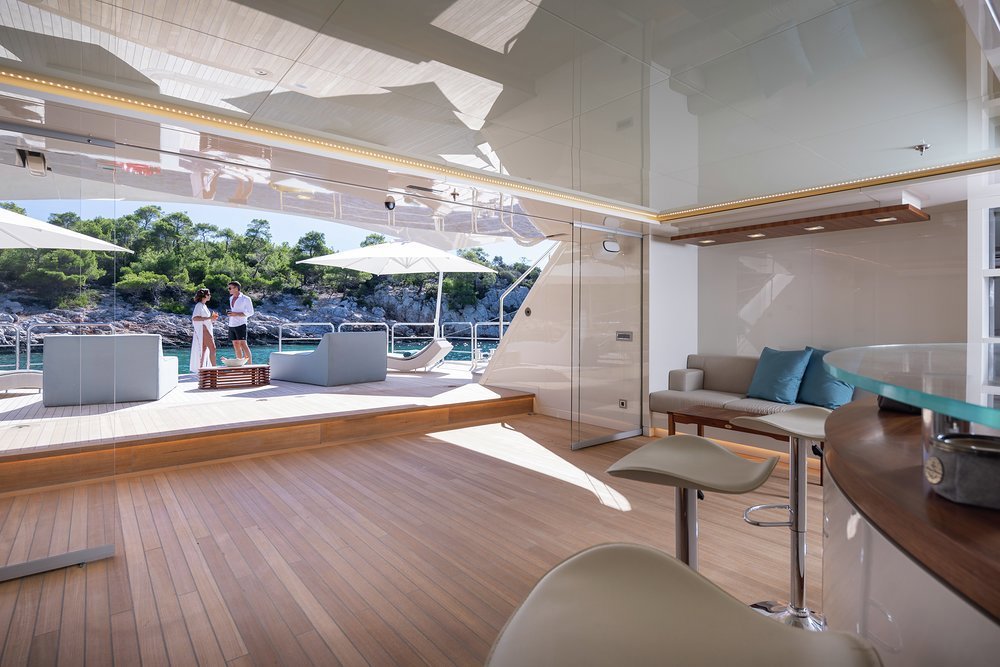 Grab a drink and rest in the shade before heading out for more fun on the watertoys