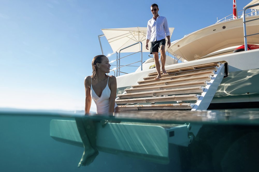 Hydraulic bathing steps mean anyone can get into or out of the water