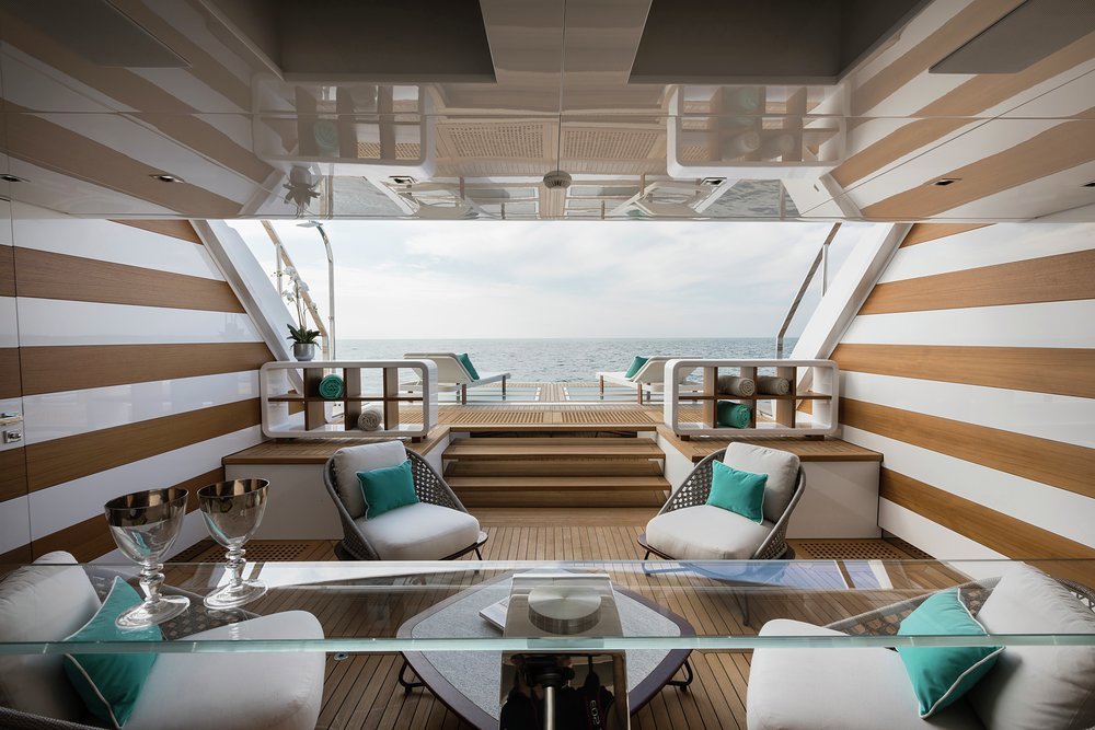 The spacious beach club is a magnet for guests
