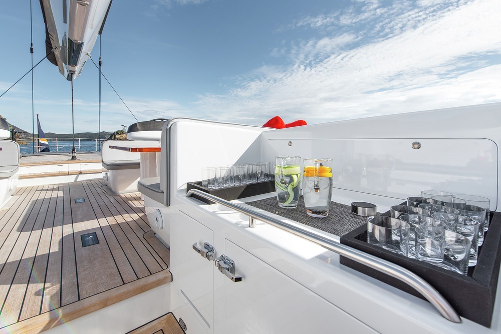 An on-deck bar - for a cool drink at any time of day or night