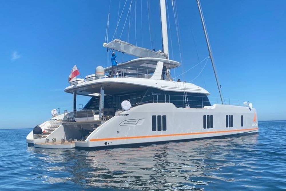 In addition to main engines and twin gensets, a lithium battery bank gives her the option of silent eco-mode at anchor