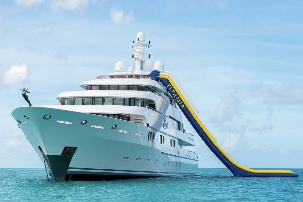 The yacht famously has a huge range of toys including what's thought to be the highest slide on any charter yacht