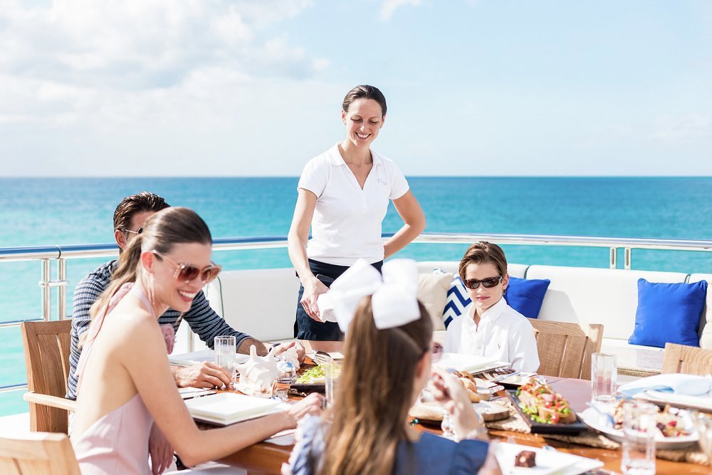Breakfast together on the upper deck aft is a great way to start the day