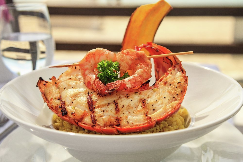 Fresh grilled Antiguan lobster