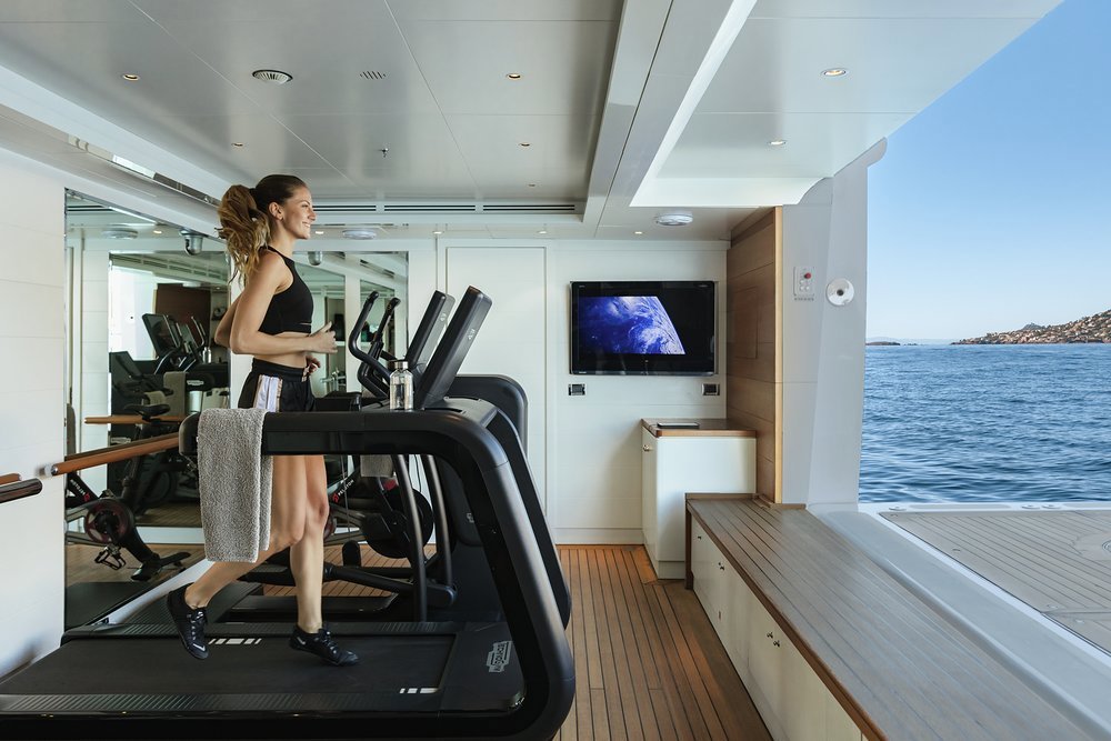 Work up a sweat and then cool off in the beach club