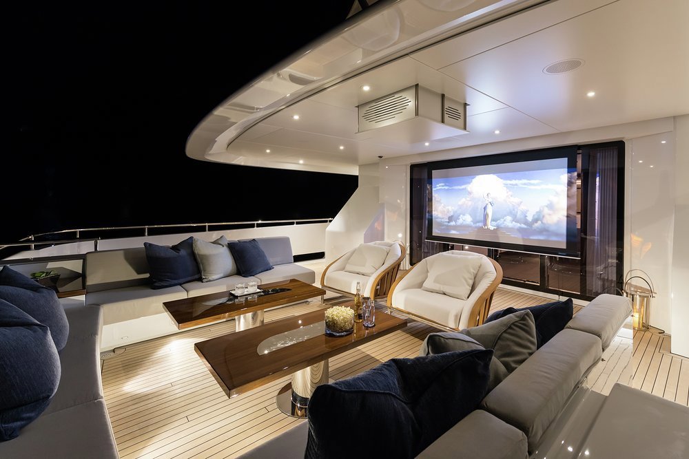 LAURENTIA's double sided screen lets you watch movies inside or out