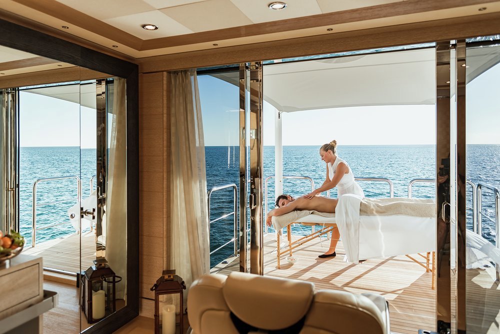 Many yachts have spas with masseuses, yoga instructers and physios on board