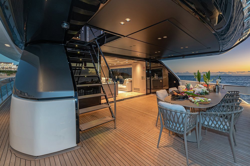 There is open-air dining on the main deck aft