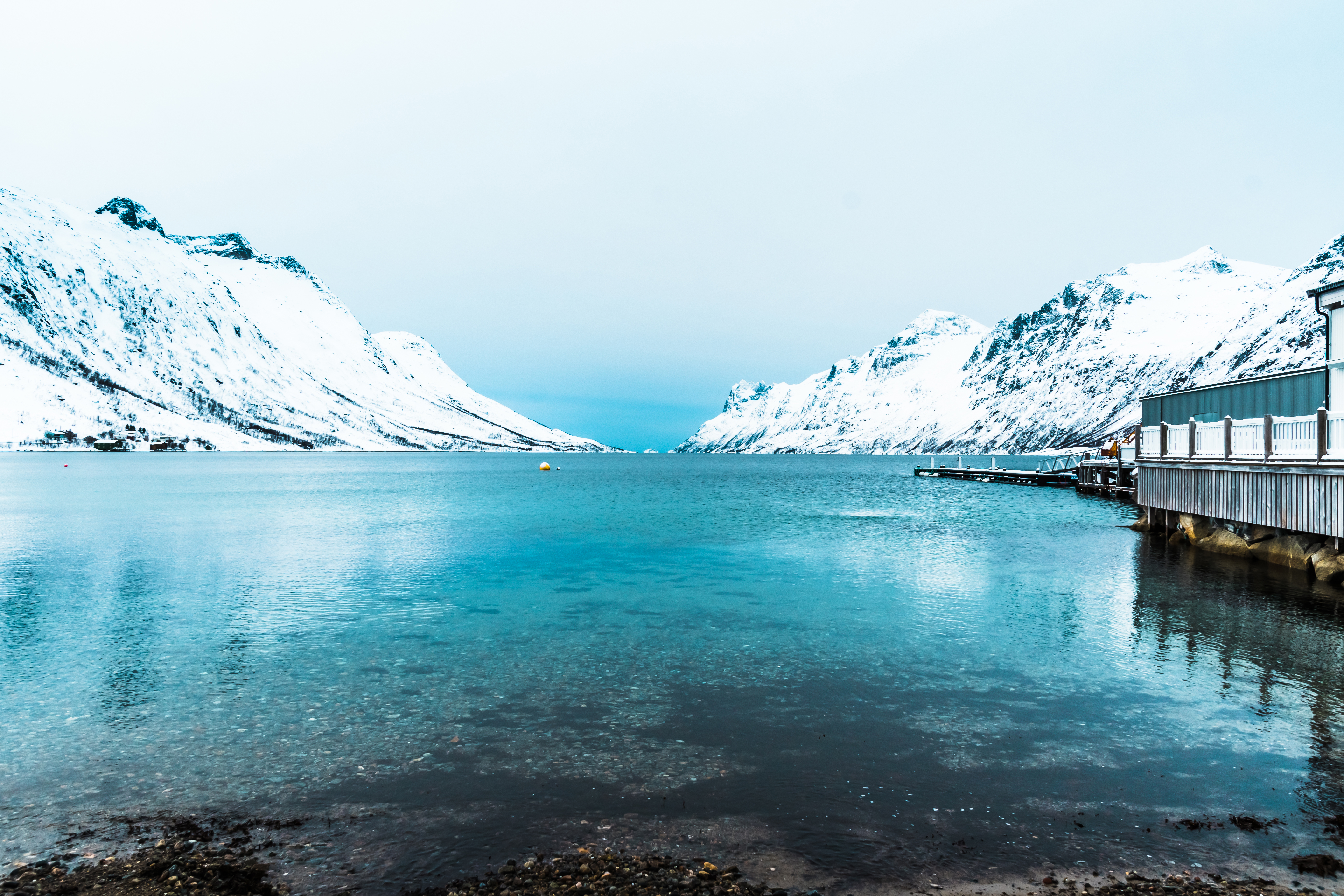 Ersfjorden in Troms, Norway, in winter