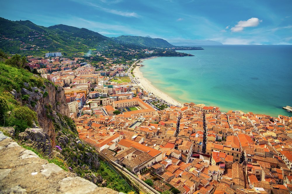 Looking west along Cefalu beach
