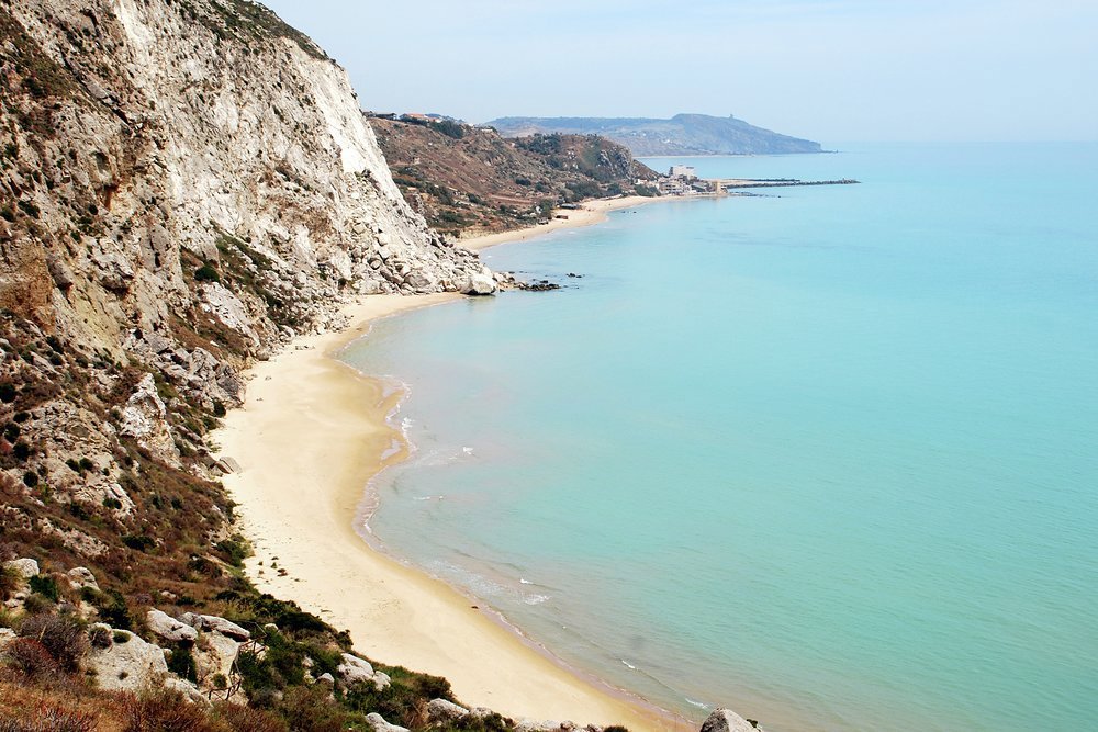 Looking southeast along Torre Salsa beach towards the coastal town of Siculiana