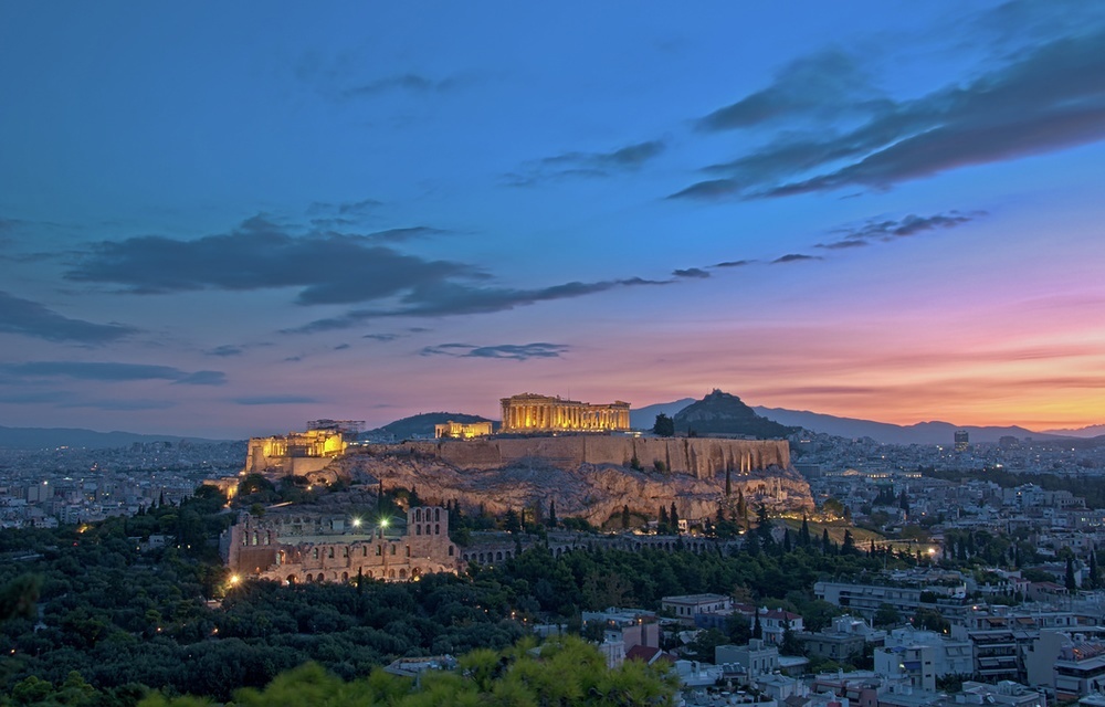 The Parthenon temple and Acropolis citadel dominate the Athens skyline