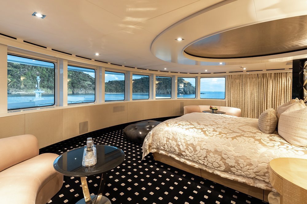 The spectacular owner's suite delivers wraparound views without sacrificing privacy