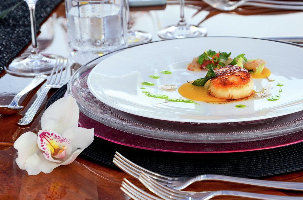 Seared local scallops and prawn ceviche - the chef is a genius