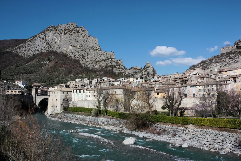 Entrevaux, positioned on a rocky outcrop at a bend in the Var River, has been settled since the 11th century