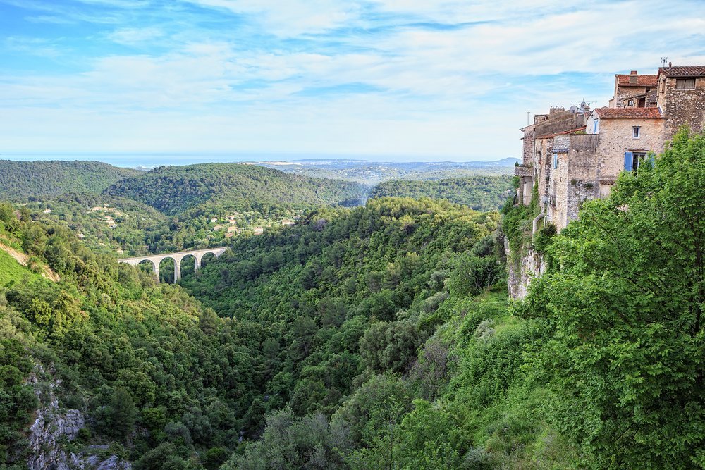 The viaduct that carries the Train des Pignes viewed from Tourettes-sur-Loup