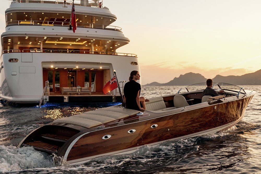 SEANNA's tender ferries you to the yacht's beach club