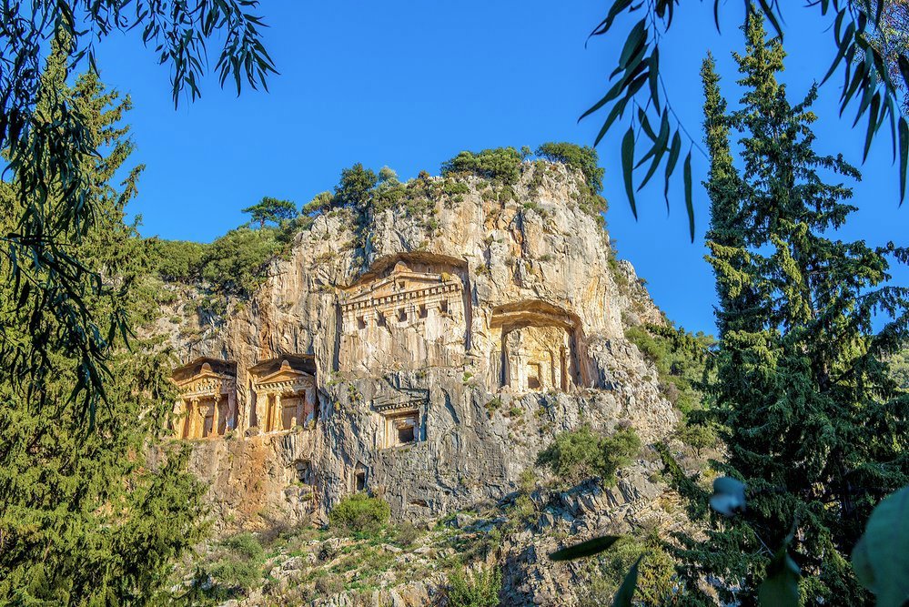 The Temple Tombs of Kaunos, near Dalyan, date back to the 4th century BC