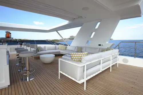 Sun deck bar and lounging area